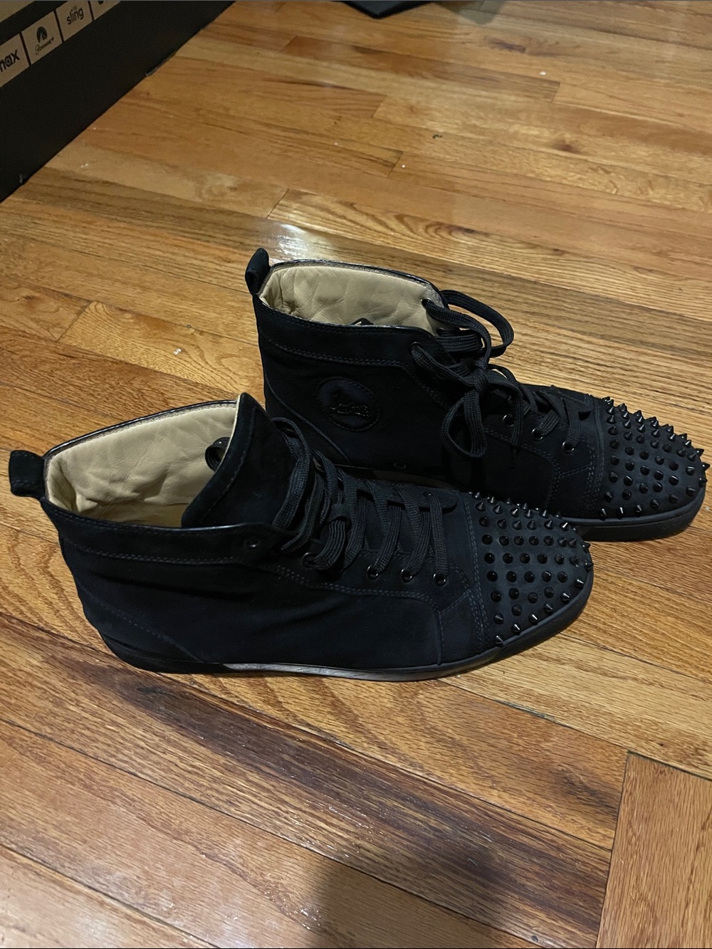 Christian Louboutin Black Studded High-Top Sneakers